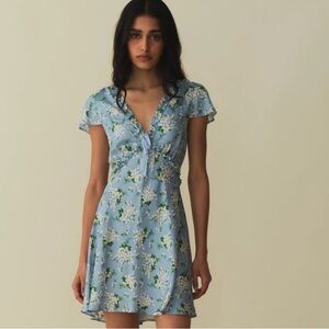 Doen Light Blue Floral Mini Dress